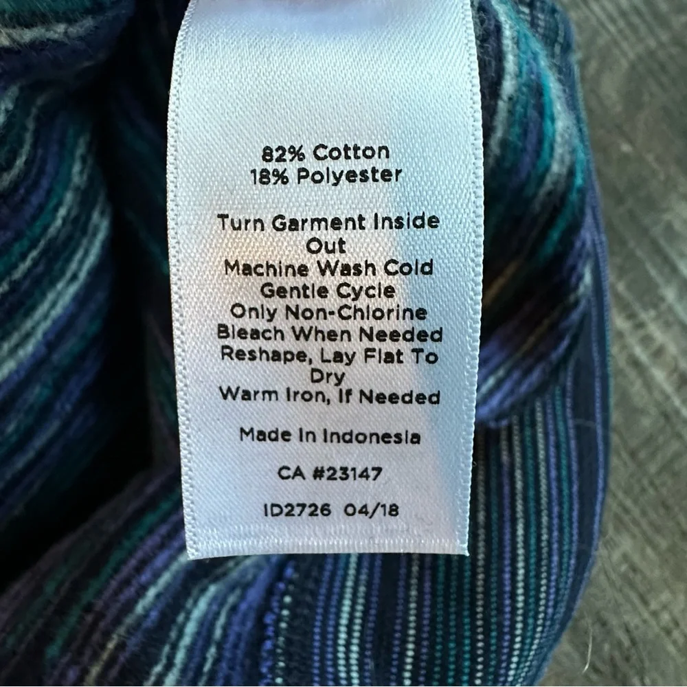 NWT T by Talbots Tunic Top in 1XP Blue Print Cowl Neck Long‎ Sleeve Textured